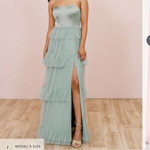 Sage Green “Frankie” convertible Satin + Tulle Dress